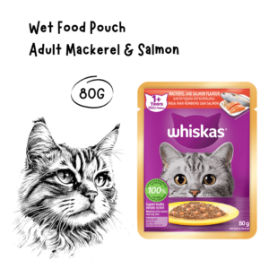 Whiskas Cat Pouch Adult Mackerel and Salmon 80gr